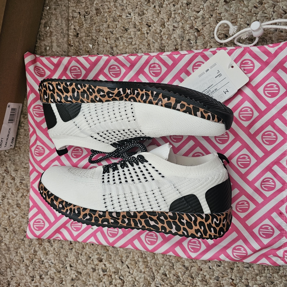 Stylish Women's White and Black Sneakers with Leopard Print
